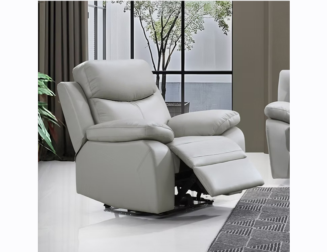 Light Grey Leather Match Recliner