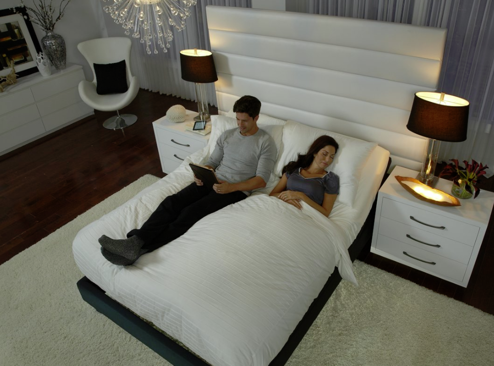 Couple in an adjustable bed