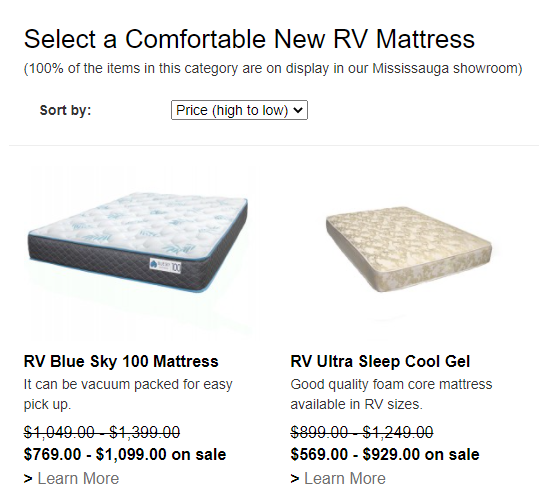 Short queen rv mattress for sale in Ontario Canada