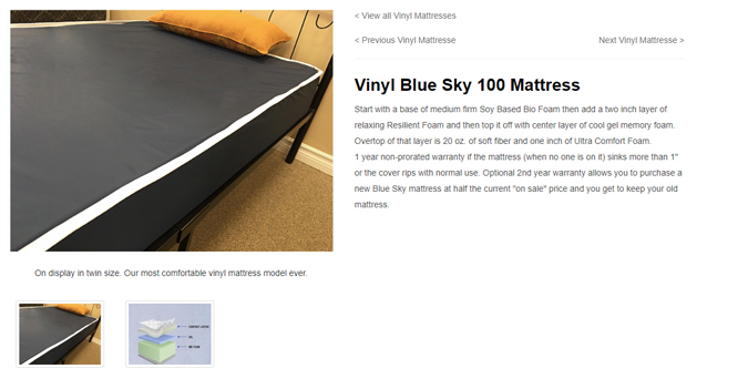 Vinyl mattress in a box for sale in Ontario Canada